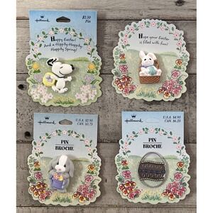 Hallmark 1990's Easter‎ Snoopy, Bunny, Dog, Egg Vintage Collectible Pins W/TAGS